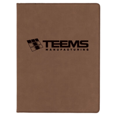 Teems Mfg - Brown Laserable Leatherette Portfolio with Notepad Thumbnail